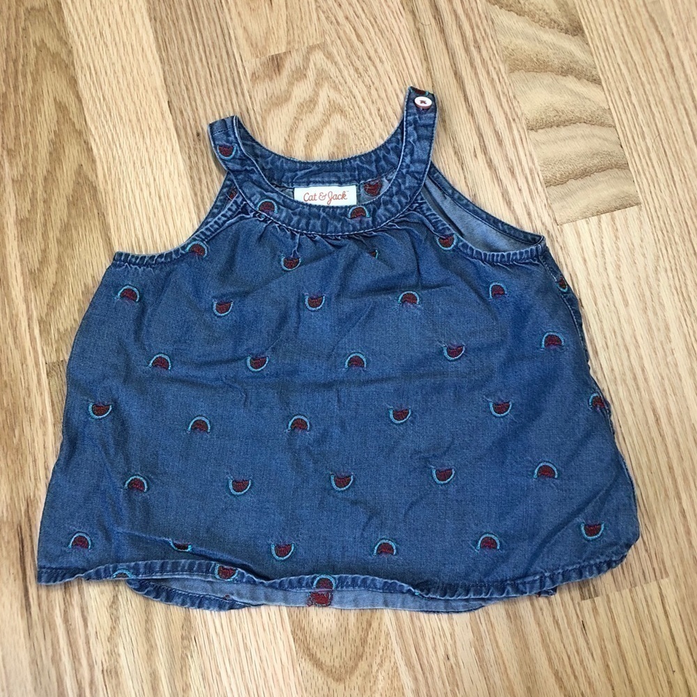 Cat & Jack Denim Watermelon Dress 12 month